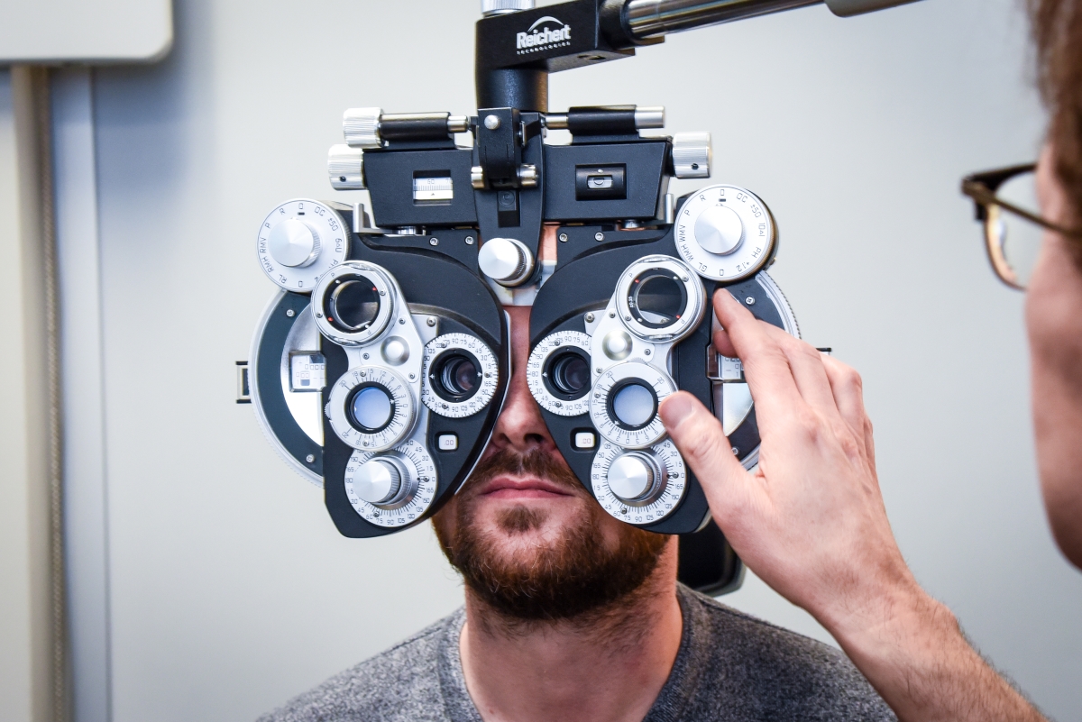 Patient getting a comprehensive eye exam